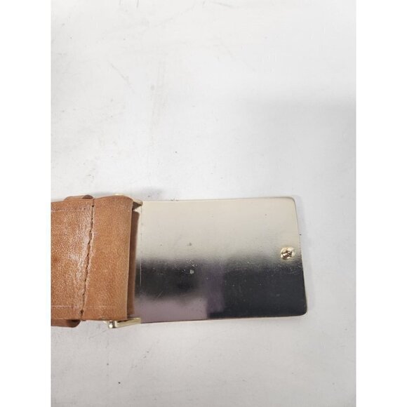 VINTAGE Michael Michael Kors Mens Wide Leather Belt Medium Tan Metal Logo Buckle - Picture 4 of 7